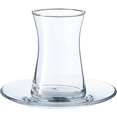 Pasabahce teeset heybeli en Verre – 4 Verres à thé avec soucoupes 165 ML Pasabahce teeset heybeli en Verre – 4 Verres à thé avec soucoupes 165 ML