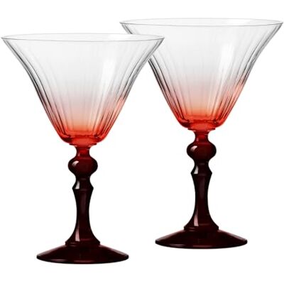 Krosno Verres à Martini avec pied rouge Lot de 2, 170 ml Collection Bubble Celebration Moments Cristal sans plomb Idée cadeau idéale Krosno Verres à Martini avec pied rouge Lot de 2, 170 ml Collection Bubble Celebration Moments Cristal sans plomb Idée cadeau idéale