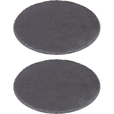 Westmark Lot de 2 plateaux de service ronds en ardoise naturelle avec protection anti-rayures Diamètre : 30 cm Anthracite 693022E3 Westmark Lot de 2 plateaux de service ronds en ardoise naturelle avec protection anti-rayures Diamètre : 30 cm Anthracite 693022E3