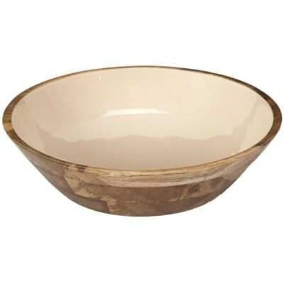 HOME DECO FACTORY , KA0569, Salad Bowl in Mango Wood Dune Uni D28, design élégant et durable, parfait pour les salads and fruits, easy maintenance, couleur marron et beige, taille D28 HOME DECO FACTORY , KA0569, Salad Bowl in Mango Wood Dune Uni D28, design élégant et durable, parfait pour les salads and fruits, easy maintenance, couleur marron et beige, taille D28