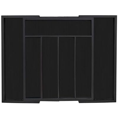 Relaxdays Bac à couverts bambou, extensible, 7 compartiments, ustensiles de cuisine, HLP 5,5 x 31,5-48,5 x 37 cm, noir Relaxdays Bac à couverts bambou, extensible, 7 compartiments, ustensiles de cuisine, HLP 5,5 x 31,5-48,5 x 37 cm, noir