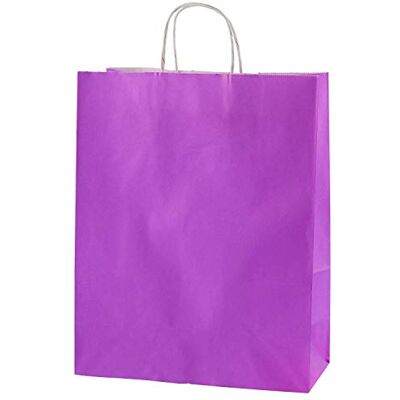 Thepaperbagstore 50 sacs papier violets à anses 25 x 11 x 31 cm Papier kraft 100 gsm, anses torsadées et base plate pour cadeaux, boutiques, fêtes et événements Thepaperbagstore 50 sacs papier violets à anses 25 x 11 x 31 cm Papier kraft 100 gsm, anses torsadées et base plate pour cadeaux, boutiques, fêtes et événements