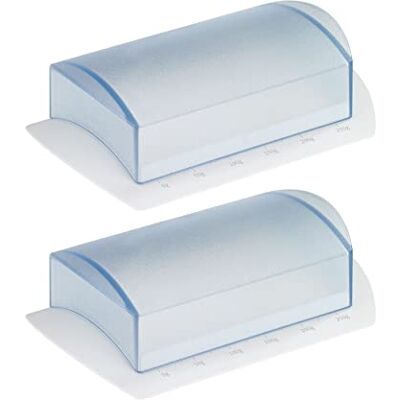 Westmark 211622E3 Lot de 2 boîtes à beurre de table en plastique Blanc/translucide Westmark 211622E3 Lot de 2 boîtes à beurre de table en plastique Blanc/translucide