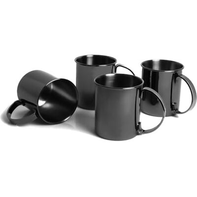 ECHTWERK Lot de 4 verres en cuivre incassables en acier inoxydable Idéal pour le gin, la vodka, la bière et les boissons froides Coffret cadeau Édition noire 1000 ml ECHTWERK Lot de 4 verres en cuivre incassables en acier inoxydable Idéal pour le gin, la vodka, la bière et les boissons froides Coffret cadeau Édition noire 1000 ml
