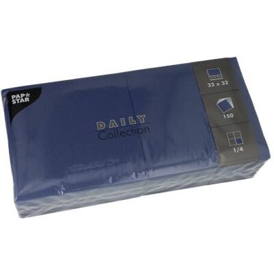 PAPSTAR Lot de 150 serviettes Daily Collection Pliées en 4-32 x 32 cm Bleu foncé PAPSTAR Lot de 150 serviettes Daily Collection Pliées en 4-32 x 32 cm Bleu foncé