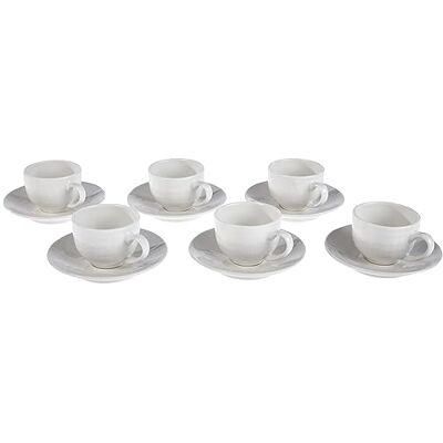Tognana Victoria Lot de 6 tasses à café avec soucoupe, porcelaine, blanc Tognana Victoria Lot de 6 tasses à café avec soucoupe, porcelaine, blanc