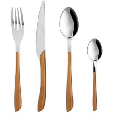 Altri Brand Set 24 posate acciaio manico marrone - Cutlery Set Altri Brand Set 24 posate acciaio manico marrone - Cutlery Set