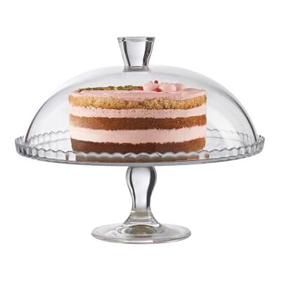 Pasabahce Présentoir à gâteaux et tartes en verre sur pied, Blanc, taille unique Pasabahce Présentoir à gâteaux et tartes en verre sur pied, Blanc, taille unique