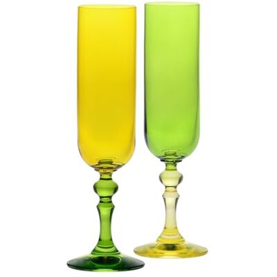 Krosno – Flûtes à Champagne et Prosecco colorées – 2 x 220 ml – Collection Bubble – Jaune et Vert – Cristal sans plomb – Peintes à la main Krosno – Flûtes à Champagne et Prosecco colorées – 2 x 220 ml – Collection Bubble – Jaune et Vert – Cristal sans plomb – Peintes à la main