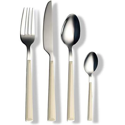 ECHTWERK Set de couverts "Basic" avec manches en plastique, 16 pièces, Pour 4 personnes, Acier inoxydable 18/0, Crème ECHTWERK Set de couverts "Basic" avec manches en plastique, 16 pièces, Pour 4 personnes, Acier inoxydable 18/0, Crème