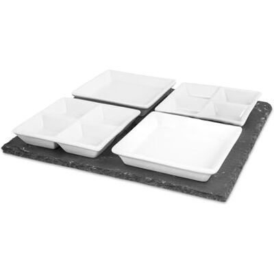 H & H Lifestyle Plateau avec 4 petits bols carrés Blanc H & H Lifestyle Plateau avec 4 petits bols carrés Blanc