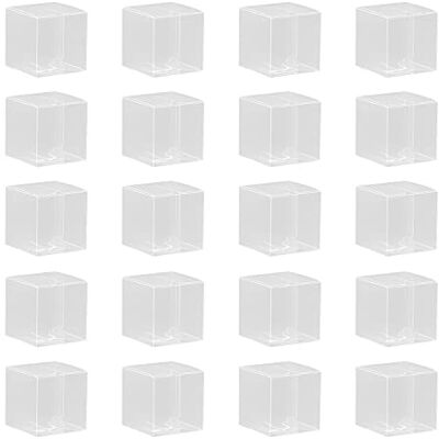 ZWZNBL Boîte en plastique transparente de 20 pièces, boîte-cadeau transparente pliable carrée 6 x 6 x 6 cm, boîte à bonbons, pour biscuits au chocolat, convient pour mariages, fêtes, anniversaires ZWZNBL Boîte en plastique transparente de 20 pièces, boîte-cadeau transparente pliable carrée 6 x 6 x 6 cm, boîte à bonbons, pour biscuits au chocolat, convient pour mariages, fêtes, anniversaires