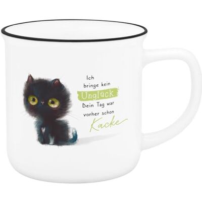 Sheepworld Becher Motiv "Katze": Tasse mit Motivdruck "Ich bringe kein Unglück. Dein Tag war vorher schon Kacke Sheepworld Becher Motiv "Katze": Tasse mit Motivdruck "Ich bringe kein Unglück. Dein Tag war vorher schon Kacke