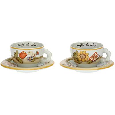 THUN Lot de 2 tasses Country avec fleurs, papillons et oiseau THUN Lot de 2 tasses Country avec fleurs, papillons et oiseau