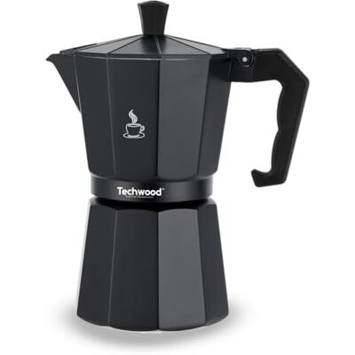Techwood Cafetière Moka Traditionnelle en Aluminium 6 Tasses Compatible Tous Feux Facile à Entretenir Techwood Cafetière Moka Traditionnelle en Aluminium 6 Tasses Compatible Tous Feux Facile à Entretenir
