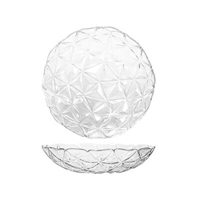 Pasabahce Estrella Lot de 2 assiettes creuses en verre, 20 cm, transparentes, design moderne et élégant Pasabahce Estrella Lot de 2 assiettes creuses en verre, 20 cm, transparentes, design moderne et élégant
