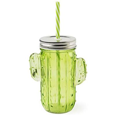 Excelsa Cactus Verre/Tasse avec Paille ml. 425, milliliters, Verre Excelsa Cactus Verre/Tasse avec Paille ml. 425, milliliters, Verre