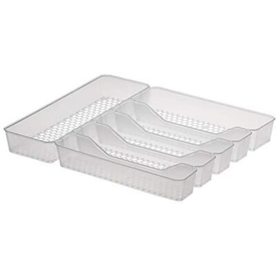 Spectrum Plateau de rangement diversifié Hexa pour tiroir de cuisine moderne, couverts, ustensiles, argenterie, 6 séparateurs de rangement, 33 x 40 cm, givré transparent Spectrum Plateau de rangement diversifié Hexa pour tiroir de cuisine moderne, couverts, ustensiles, argenterie, 6 séparateurs de rangement, 33 x 40 cm, givré transparent