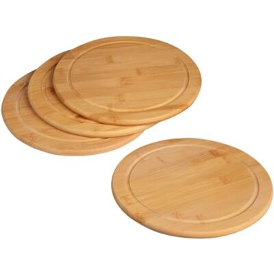 Kesper 5844215 Lot de 4 assiettes à petit-déjeuner rondes Ø 25 cm en bambou certifié FSC – Assiettes à pain avec rainure à jus – Naturelles, robustes et n'abîment pas les couteaux Kesper 5844215 Lot de 4 assiettes à petit-déjeuner rondes Ø 25 cm en bambou certifié FSC – Assiettes à pain avec rainure à jus – Naturelles, robustes et n'abîment pas les couteaux