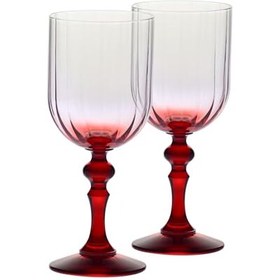 Krosno Verres à Vin Lot de 2, 300 ml, Pied Rouge, Collection Bubble Krosno Verres à Vin Lot de 2, 300 ml, Pied Rouge, Collection Bubble