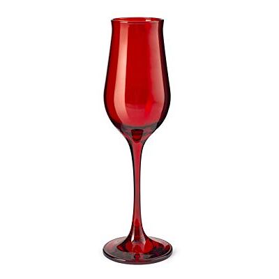 Pasabahce 518766 Wavy Lot de 6 verres à pied flute, verre, rouge, cl19 Pasabahce 518766 Wavy Lot de 6 verres à pied flute, verre, rouge, cl19
