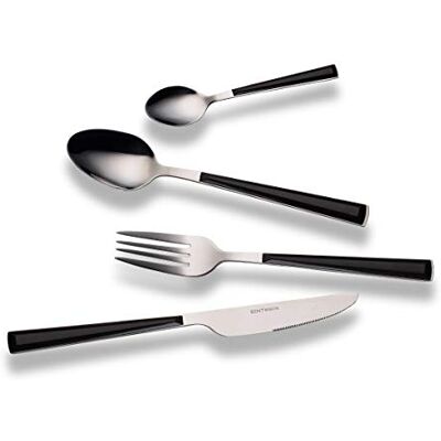ECHTWERK Set de couverts "Basic" avec manches en plastique, 16 pièces, Pour 4 personnes, Acier inoxydable 18/0, Noir ECHTWERK Set de couverts "Basic" avec manches en plastique, 16 pièces, Pour 4 personnes, Acier inoxydable 18/0, Noir