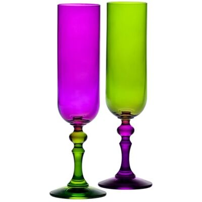 Krosno – Flûtes à Champagne et Prosecco Colorées – 2 x 220 ml – Collection Bubble – Violet et Vert – Cristal Sans Plomb – Peintes à la Main Krosno – Flûtes à Champagne et Prosecco Colorées – 2 x 220 ml – Collection Bubble – Violet et Vert – Cristal Sans Plomb – Peintes à la Main