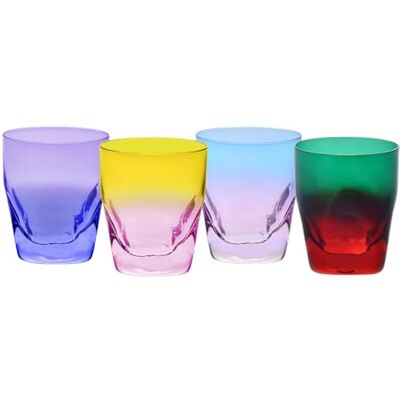 Krosno – Verres à whisky 260 ml – Lot de 4, couleurs assorties – Collection Aurora – Cristal sans plomb – Peints à la main Krosno – Verres à whisky 260 ml – Lot de 4, couleurs assorties – Collection Aurora – Cristal sans plomb – Peints à la main