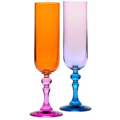 Krosno – Flûtes à Champagne et Prosecco Colorées – 2 x 220 ml – Collection Bubble – Orange et Rose – Cristal sans Plomb – Peintes à la Main Krosno – Flûtes à Champagne et Prosecco Colorées – 2 x 220 ml – Collection Bubble – Orange et Rose – Cristal sans Plomb – Peintes à la Main