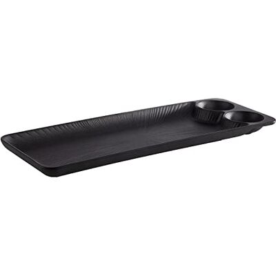 APS Nero 85097 Plateau en mélamine avec 2 bols à sauce intégrés 41 x 15 x 2,5 cm APS Nero 85097 Plateau en mélamine avec 2 bols à sauce intégrés 41 x 15 x 2,5 cm