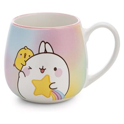 NICI 62224 Tasse aux motifs de Molang et étoile filante, 400 ml, 8 x 9 cm, multicolore, pour thé ou café, en porcelaine, mug avec bande décorative, anse/poignée, pour boissons chaudes et froides NICI 62224 Tasse aux motifs de Molang et étoile filante, 400 ml, 8 x 9 cm, multicolore, pour thé ou café, en porcelaine, mug avec bande décorative, anse/poignée, pour boissons chaudes et froides