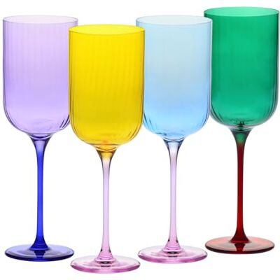 Krosno Verres à vin 350 ml – Lot de 4 pièces – Collection Aurora – Violet et bleu nuit – Faits main, verre coloré – Cristal sans plomb – Élégants et modernes – Idéal pour offrir Krosno Verres à vin 350 ml – Lot de 4 pièces – Collection Aurora – Violet et bleu nuit – Faits main, verre coloré – Cristal sans plomb – Élégants et modernes – Idéal pour offrir