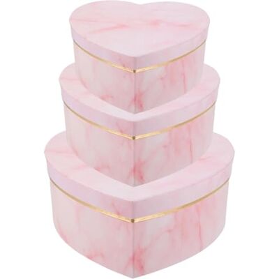 SNGUOQ Lot de 3 boîtes en carton pour arrangements floraux, boîtes de rangement en forme de cœur pour anniversaires, anniversaires de mariage SNGUOQ Lot de 3 boîtes en carton pour arrangements floraux, boîtes de rangement en forme de cœur pour anniversaires, anniversaires de mariage