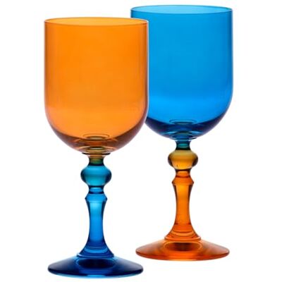 Krosno – Verres colorés pour vin rouge et blanc, mocktails et eau – 2 x 300 ml – Collection Bubble – Orange et Bleu – Cristal sans plomb – Peints à la main Krosno – Verres colorés pour vin rouge et blanc, mocktails et eau – 2 x 300 ml – Collection Bubble – Orange et Bleu – Cristal sans plomb – Peints à la main