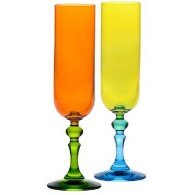 Krosno – Flûtes à Champagne et Prosecco Colorées – 2 x 220 ml – Collection Bubble – Orange et Jaune – Cristal Sans Plomb – Peintes à la Main Krosno – Flûtes à Champagne et Prosecco Colorées – 2 x 220 ml – Collection Bubble – Orange et Jaune – Cristal Sans Plomb – Peintes à la Main