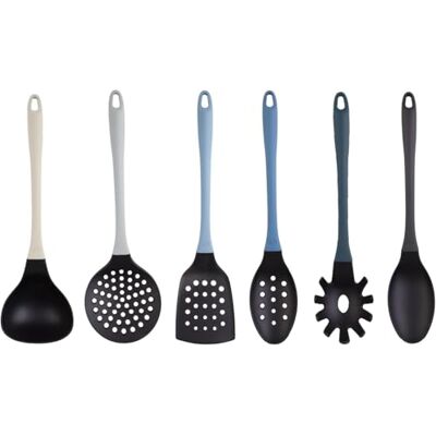 MasterChef Keukengerei, Kookgerei met Schuimspaan, Spatel, Spaghettilepel, Opscheplepel, Lepel, Schuimspaan, Antiaanbaklaag, Hoogwaardig Krasbestendig en Hittebestendig Kookgerei, Bluaw MasterChef Keukengerei, Kookgerei met Schuimspaan, Spatel, Spaghettilepel, Opscheplepel, Lepel, Schuimspaan, Antiaanbaklaag, Hoogwaardig Krasbestendig en Hittebestendig Kookgerei, Bluaw