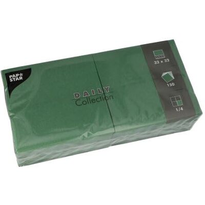Serviettes Papstar - 320 x 320 mm - 3 couches - Vert foncé - Lot de 2 Serviettes Papstar - 320 x 320 mm - 3 couches - Vert foncé - Lot de 2