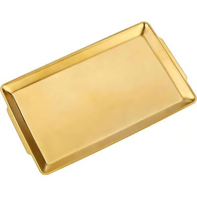 SANQIAHOME Plateau rectangulaire, 40x24cmxh 2 cm, acier inoxydable,Or SANQIAHOME Plateau rectangulaire, 40x24cmxh 2 cm, acier inoxydable,Or