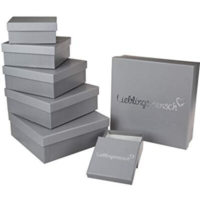 Out of the blue 101686 Lot de 8 boîtes cadeau pour les personnes préférées Gris 22,5 x 22,5 x 8 cm Out of the blue 101686 Lot de 8 boîtes cadeau pour les personnes préférées Gris 22,5 x 22,5 x 8 cm