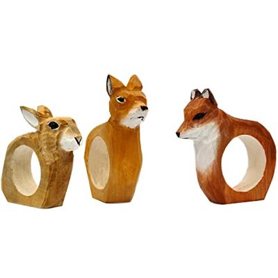your castle Lot de 3 ronds de serviette sculptés à la main Design animal Chevreuil, renard, lapin En bois Peint à la main Polyvalent Avec fond stable 9 x 7 x 2 cm your castle Lot de 3 ronds de serviette sculptés à la main Design animal Chevreuil, renard, lapin En bois Peint à la main Polyvalent Avec fond stable 9 x 7 x 2 cm