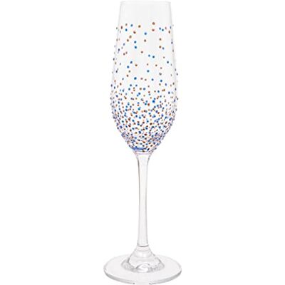 Maturi Flûte à champagne peinte à la main avec motif à pois bleus 220 ml, boîte cadeau (470353) Maturi Flûte à champagne peinte à la main avec motif à pois bleus 220 ml, boîte cadeau (470353)