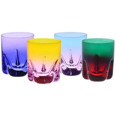Krosno – Verres à Whisky, Cocktails et Boissons 250 ml – Set de 4 pièces en 4 couleurs uniques – Collection Aurora – Cristal sans plomb – Verre peint à la main Krosno – Verres à Whisky, Cocktails et Boissons 250 ml – Set de 4 pièces en 4 couleurs uniques – Collection Aurora – Cristal sans plomb – Verre peint à la main