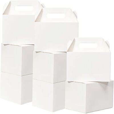 Shallive S9BAI15 Lot de 15 grandes boîtes à friandises blanches – 22,9 x 15,2 x 15,2 cm – Boîtes cadeaux pignons avec poignée en carton recyclé – Boîtes de bienvenue pour mariage, fête prénatale, Shallive S9BAI15 Lot de 15 grandes boîtes à friandises blanches – 22,9 x 15,2 x 15,2 cm – Boîtes cadeaux pignons avec poignée en carton recyclé – Boîtes de bienvenue pour mariage, fête prénatale,
