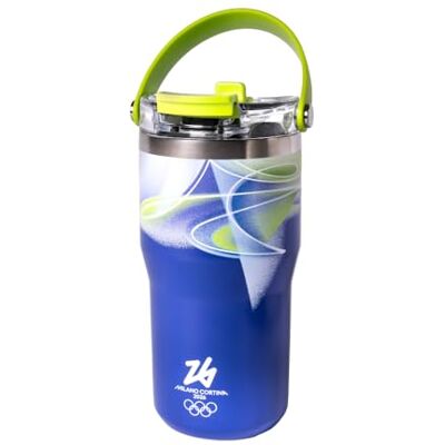 Bialetti Tumbler Thermique en Métal MICO, Milano Cortina 26, Bouteille Isotherme avec Paille Rétractable et Manche inclus dans le bouchon, Idéal pour le sport et l'extérieur, garde au chaud et au Bialetti Tumbler Thermique en Métal MICO, Milano Cortina 26, Bouteille Isotherme avec Paille Rétractable et Manche inclus dans le bouchon, Idéal pour le sport et l'extérieur, garde au chaud et au