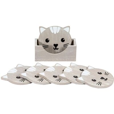 SPOTTED DOG GIFT COMPANY Dessous de Verre, Lot de 6 Sous Verre Chat Original en Bois avec Support pour Boissons Bière et Tasse à Café Thé, Cadeaux pour Amoureux des Chats, Gris 12 x 9cm SPOTTED DOG GIFT COMPANY Dessous de Verre, Lot de 6 Sous Verre Chat Original en Bois avec Support pour Boissons Bière et Tasse à Café Thé, Cadeaux pour Amoureux des Chats, Gris 12 x 9cm