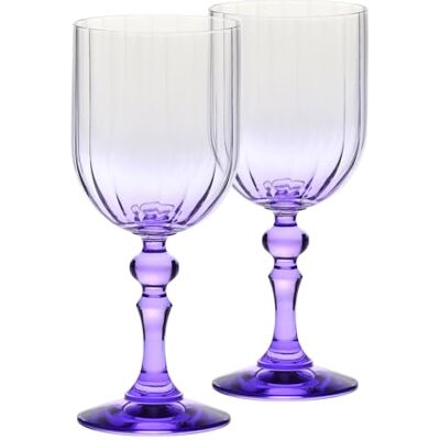 Krosno Verres à Vin Lot de 2, 300 ml, Pied Violet, Collection Bubble Krosno Verres à Vin Lot de 2, 300 ml, Pied Violet, Collection Bubble