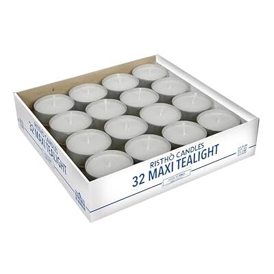 Cereria di Giorgio Maxi Bougies avec Coupe, Cire, Blanc, 5.9 x 5.9 x 2.3 cm, 32 Pièces Cereria di Giorgio Maxi Bougies avec Coupe, Cire, Blanc, 5.9 x 5.9 x 2.3 cm, 32 Pièces
