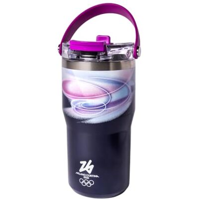 Bialetti Tumbler Thermique en Métal MICO, Milano Cortina 26, Bouteille Isotherme avec Paille Rétractable et Manche inclus dans le bouchon, idéal pour le sport et l'extérieur, garde au chaud et au Bialetti Tumbler Thermique en Métal MICO, Milano Cortina 26, Bouteille Isotherme avec Paille Rétractable et Manche inclus dans le bouchon, idéal pour le sport et l'extérieur, garde au chaud et au