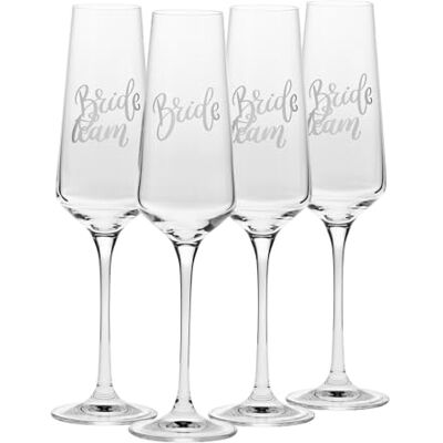 Krosno – Flûtes à Champagne et Prosecco Bride & Team Bride 180 ml – Coffret de 4 Pièces – Fait Main – Verre en Cristal – Décor Blanc Mat – Pour Enterrement de Vie de Jeune Fille et Cadeau de Mariée Krosno – Flûtes à Champagne et Prosecco Bride & Team Bride 180 ml – Coffret de 4 Pièces – Fait Main – Verre en Cristal – Décor Blanc Mat – Pour Enterrement de Vie de Jeune Fille et Cadeau de Mariée