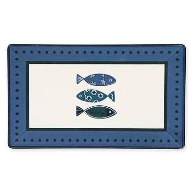 Excelsa Ocean Lot de 6 assiettes en céramique, 25 x 15 cm, décoration poissons Excelsa Ocean Lot de 6 assiettes en céramique, 25 x 15 cm, décoration poissons